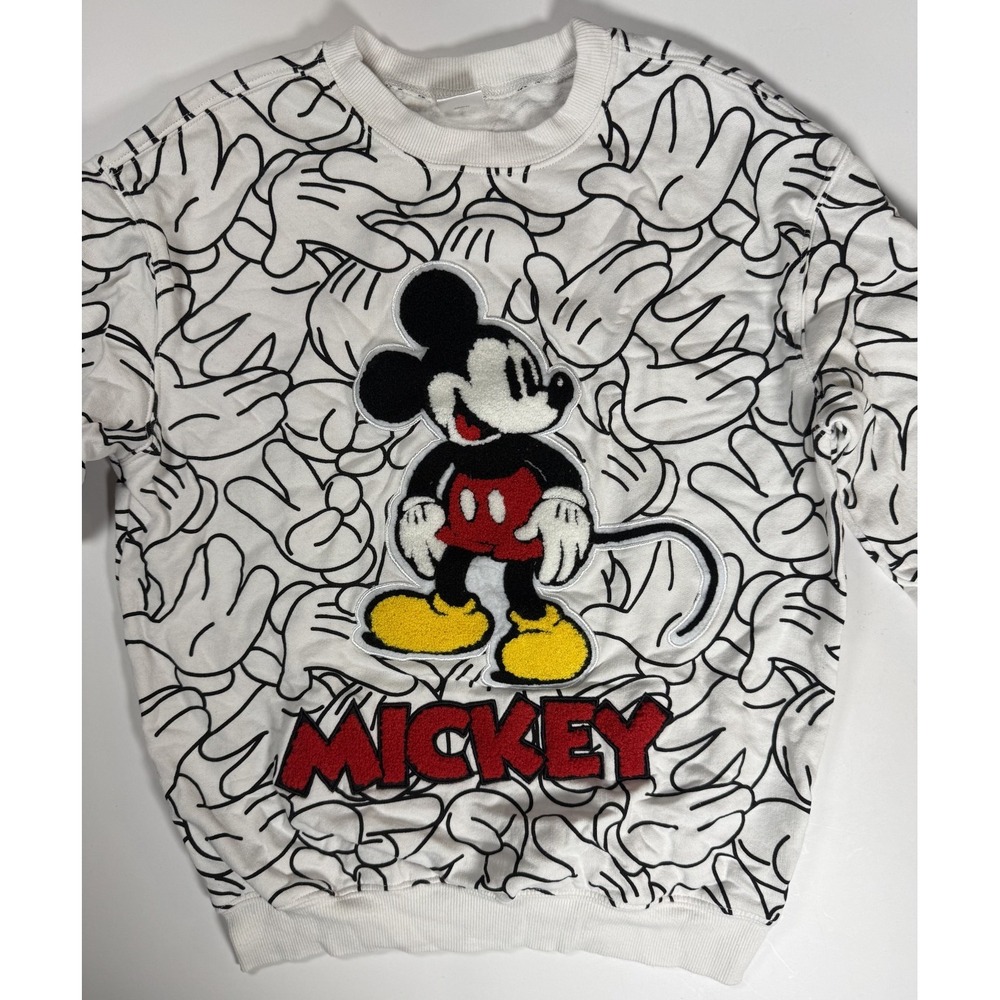 Mickey Mouse Graphic Sweatshirt White Black Size XS